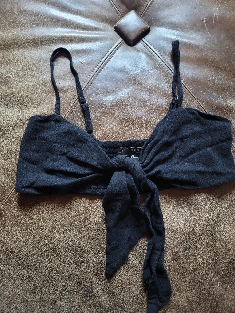 Forever 21 Black Tie-Front Top